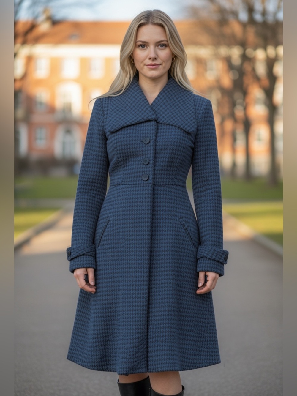 Fever Houndstooth Long Dressy Blazer